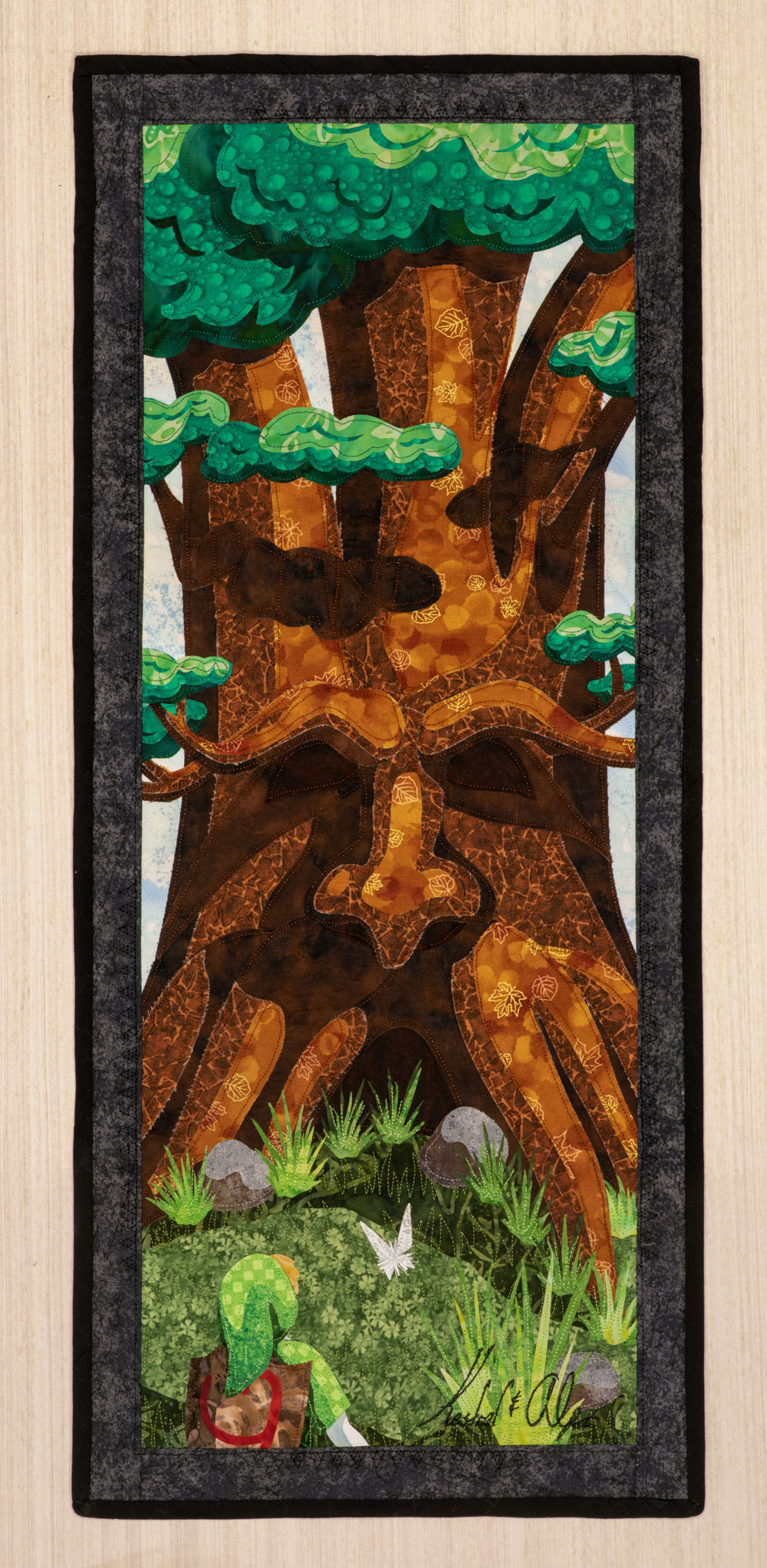 Link Meets the Deku Tree Art Quilt