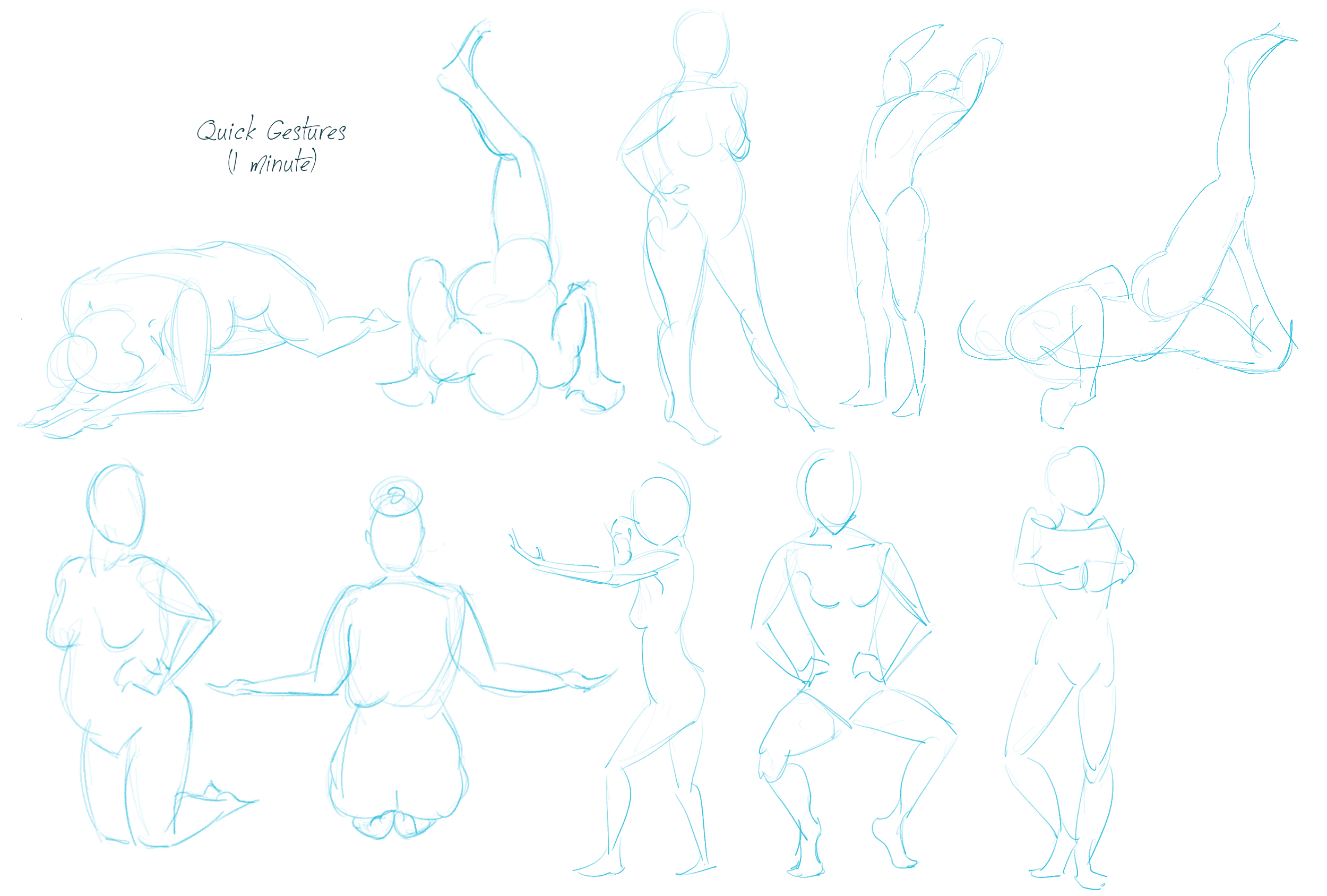 Drawing drill #58: Quick anatomy poses, back muscle study - Smirking Raven
