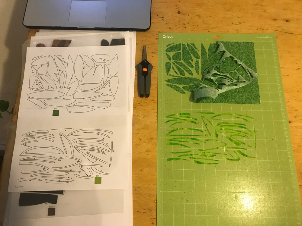 Cut Pieces on Sticky Mat