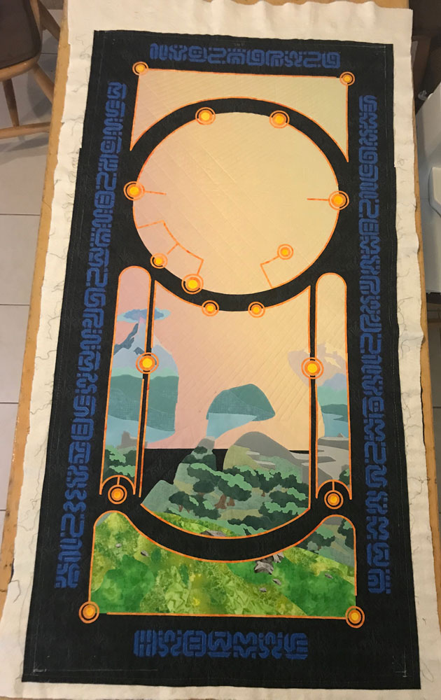 Link Quilt with Background Stitched