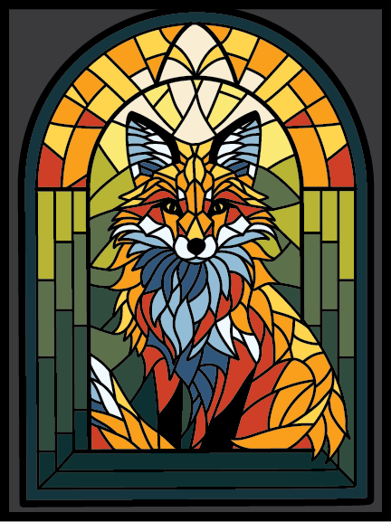 Fabric picture of a stained glass fox