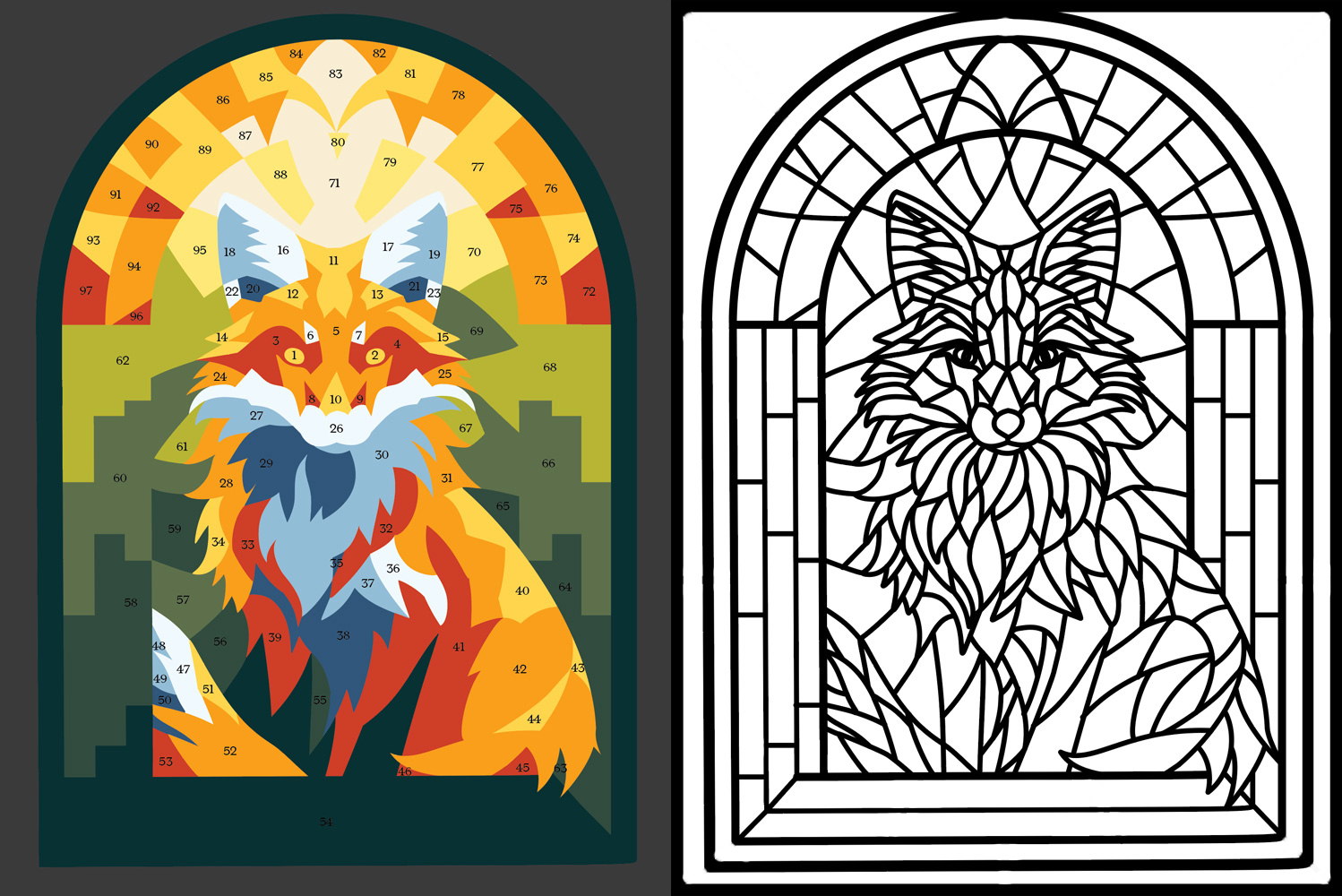 Stained Glass Fox Template