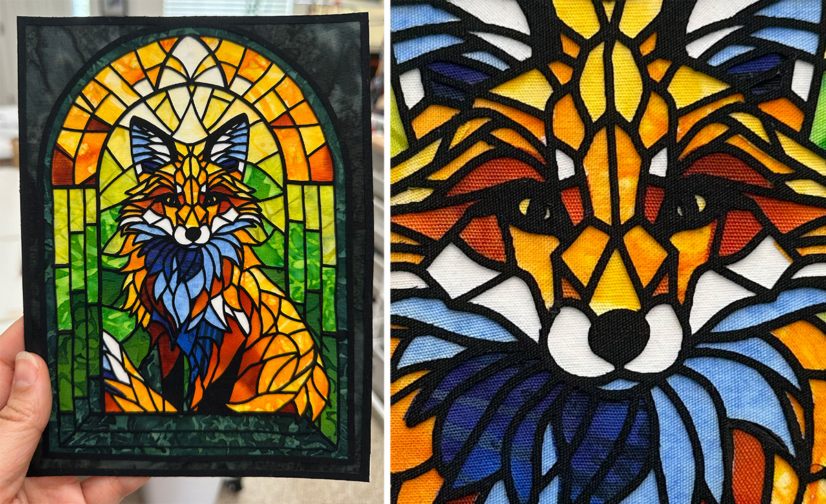 Finished stained glass fox