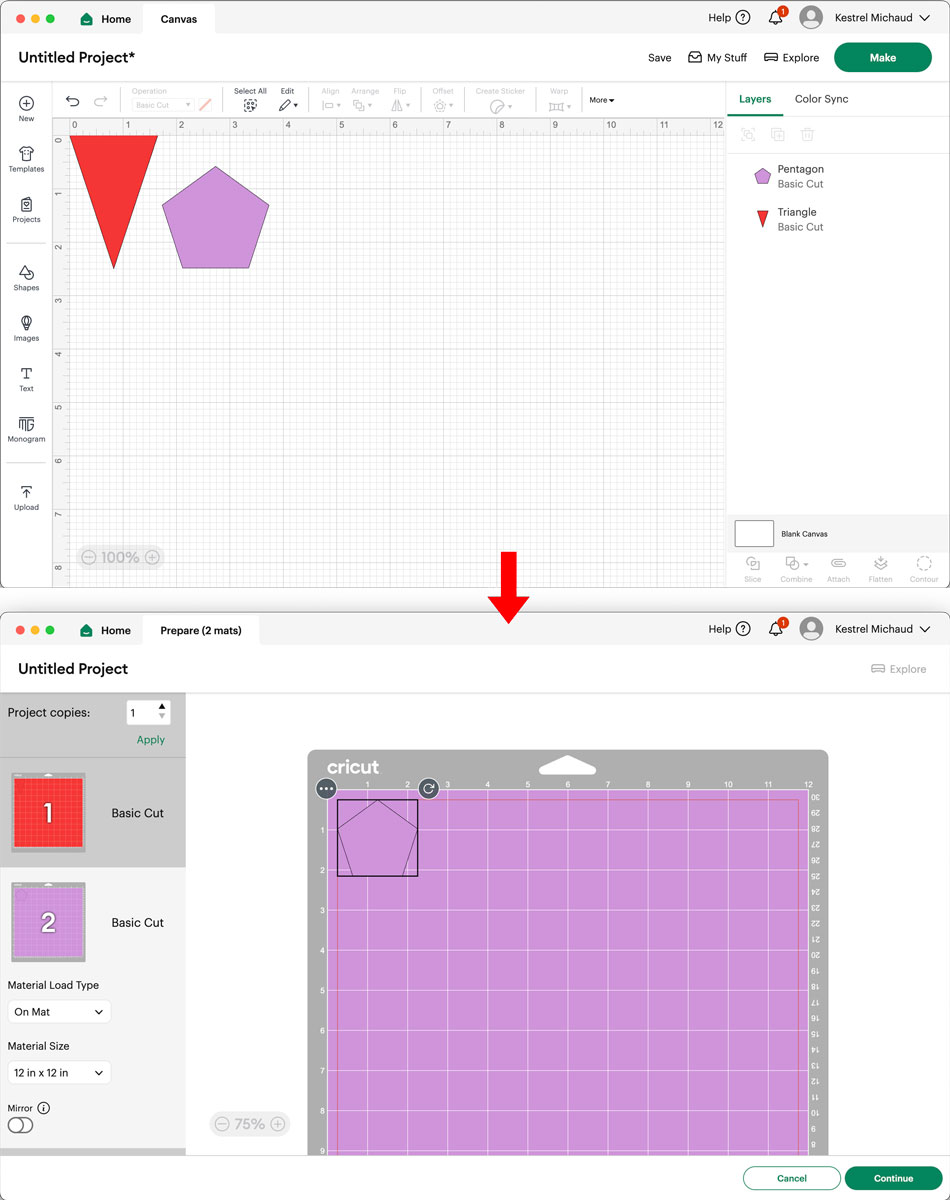 Design Space cutting arrangement