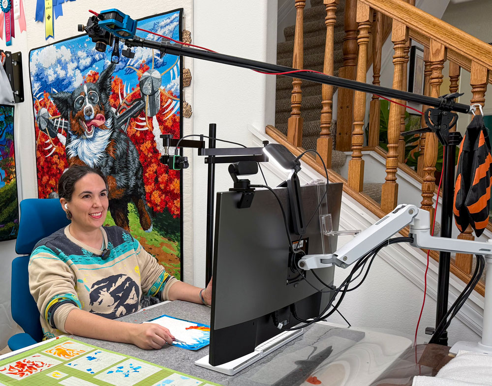 Kestrel in her studio